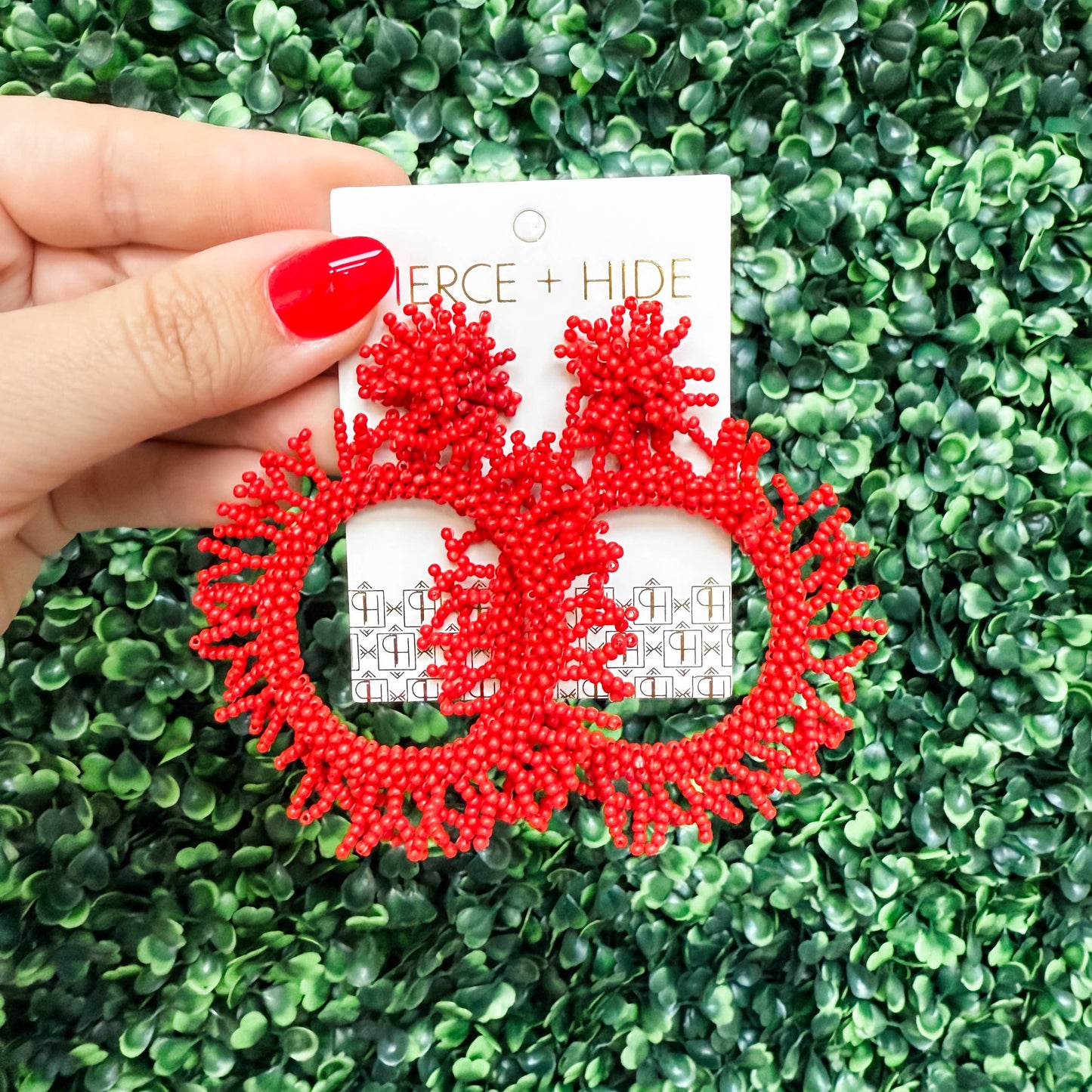 Custom Red Coral Burst Earring