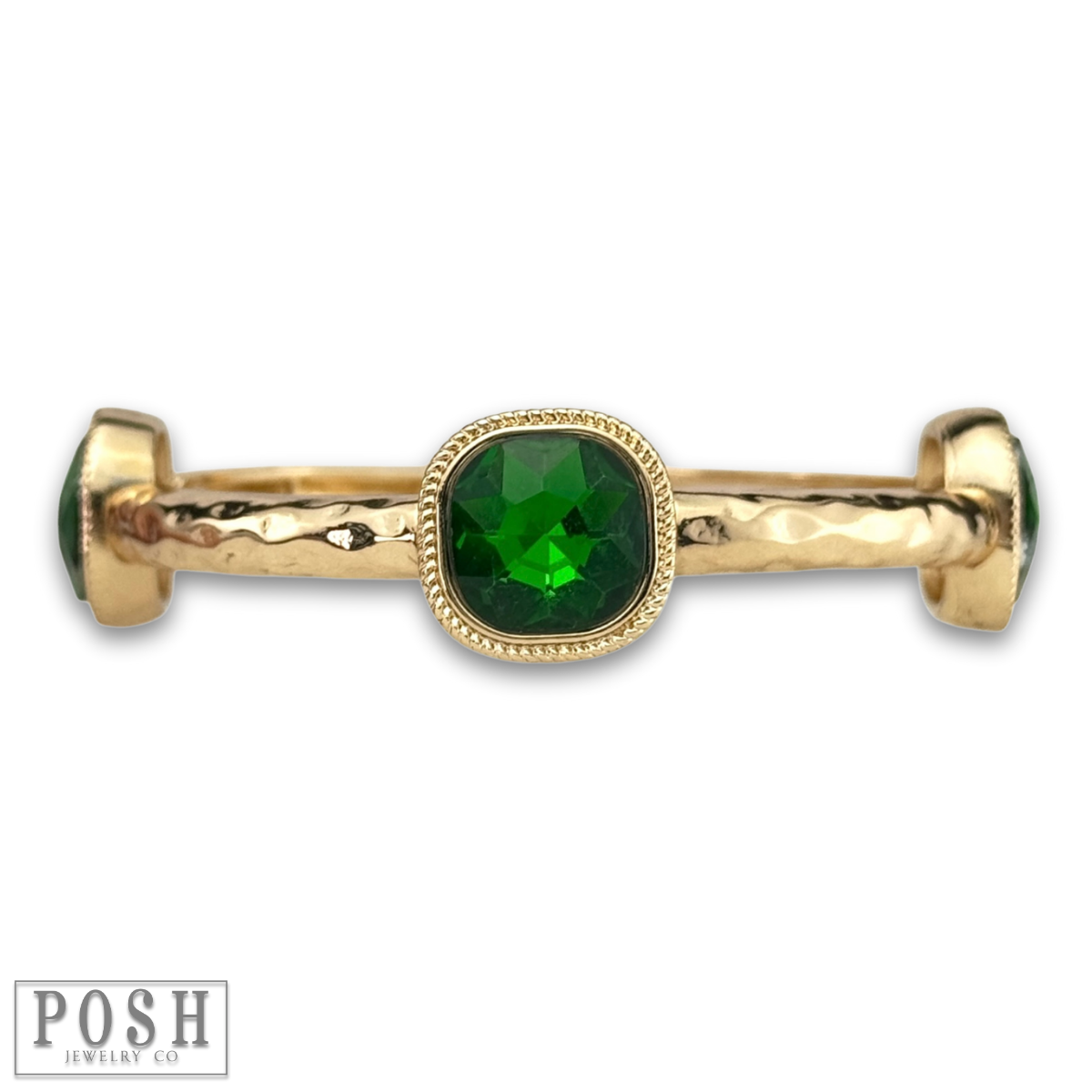 Square rhinestone bracelet: Green