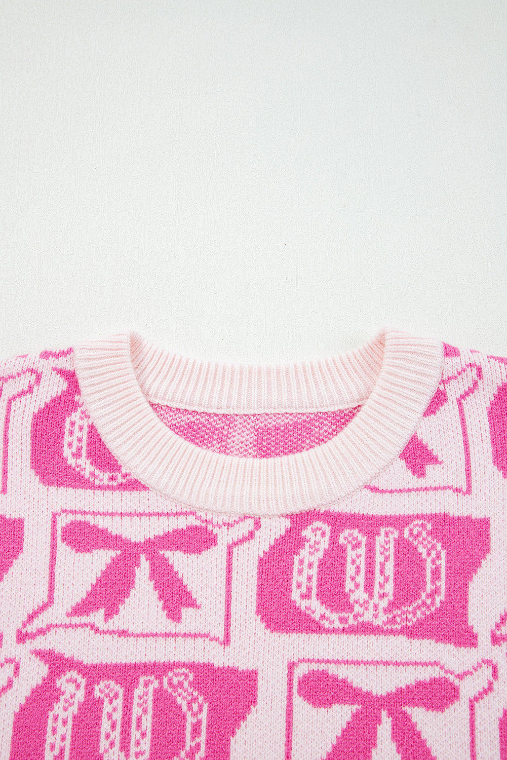 Black Bows & Horseshoes Pattern Western Fashion Print Sweater