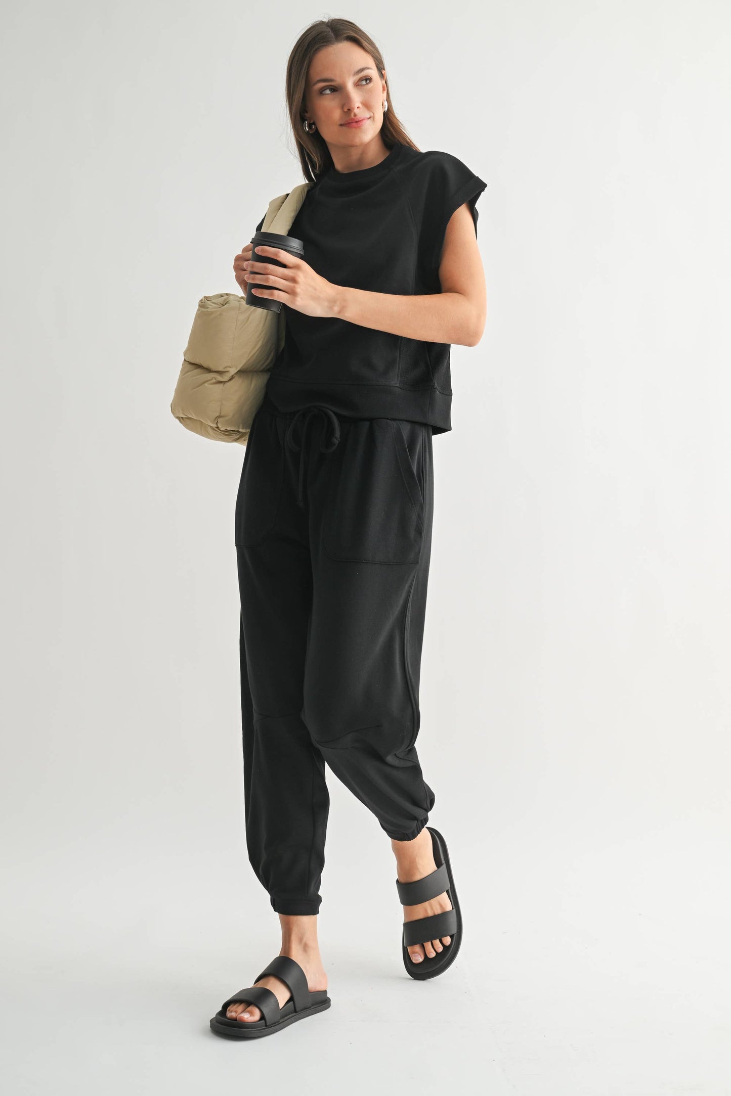 French Terry Lounge Joggers in Black