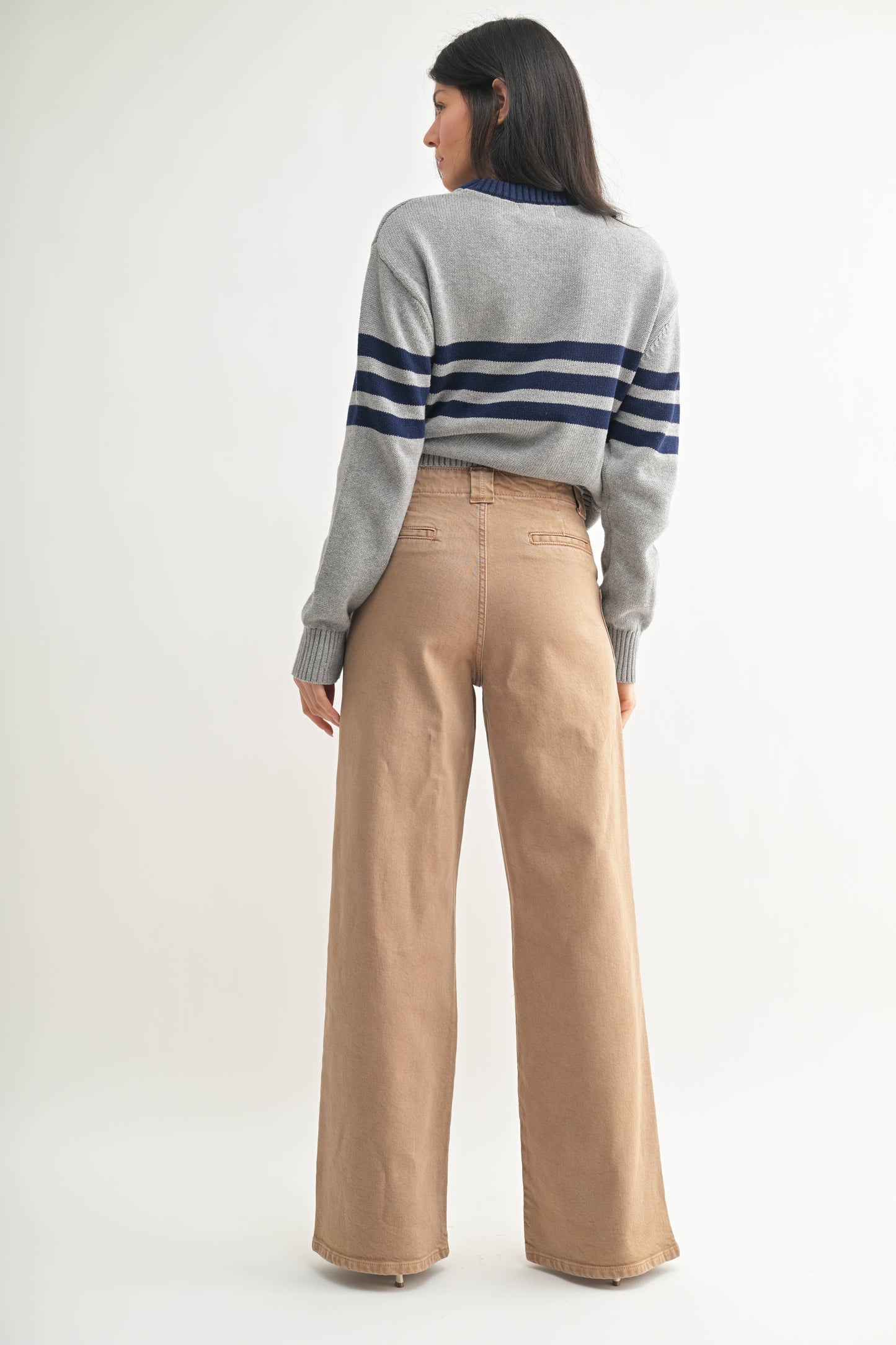 JBD Patch Pocket Wide Leg Flare in Khaki