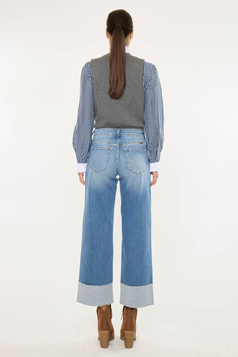 KanCan Wide Cuff Cropped Denim