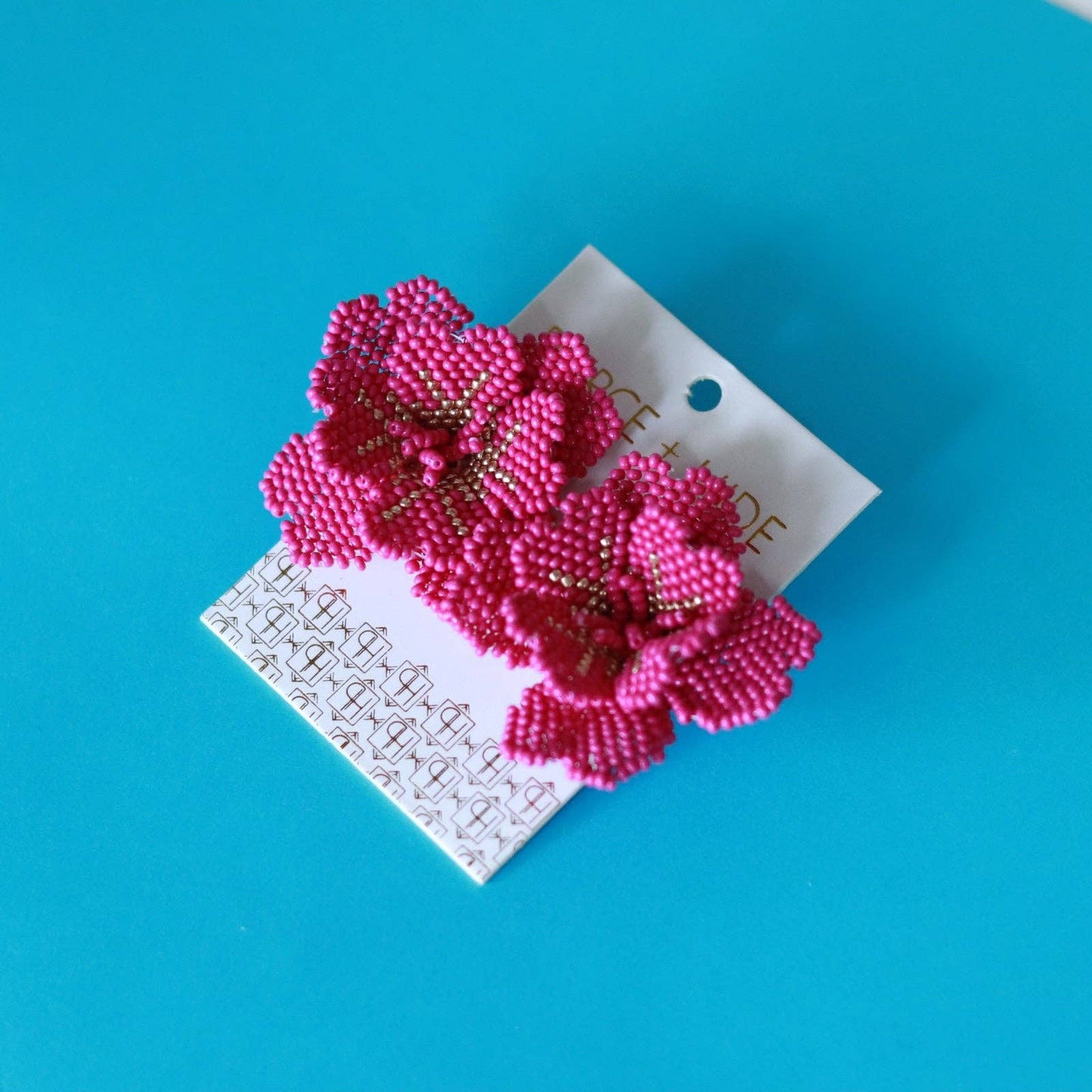 Custom Beaded Fuchsia Blossom Earring