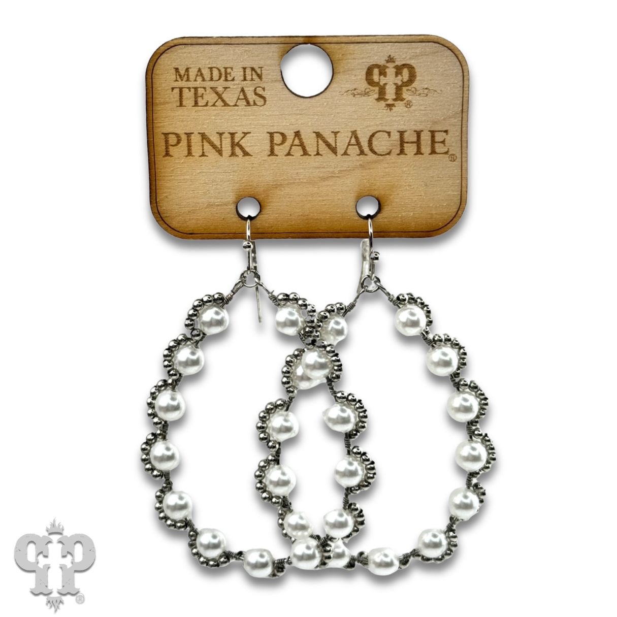 Wire wrapped pearl teardrop earring - LC: Silver