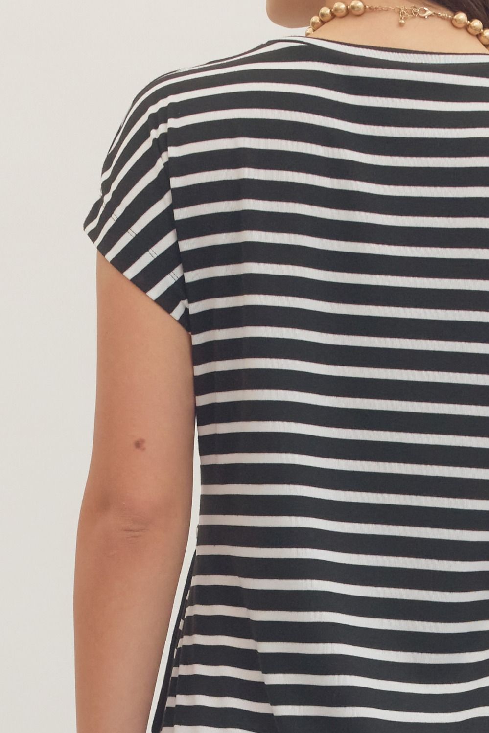 Stripe Tie Waist Dress in Black