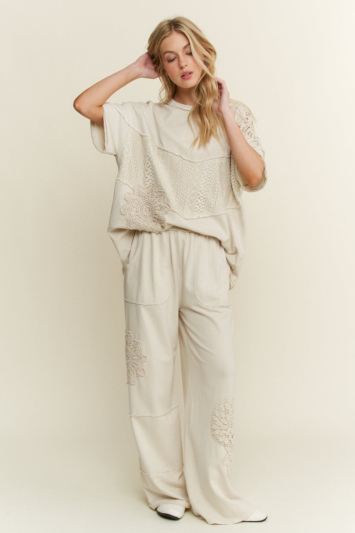 Boho Lace Detail Top (Bottoms Sold Separately)