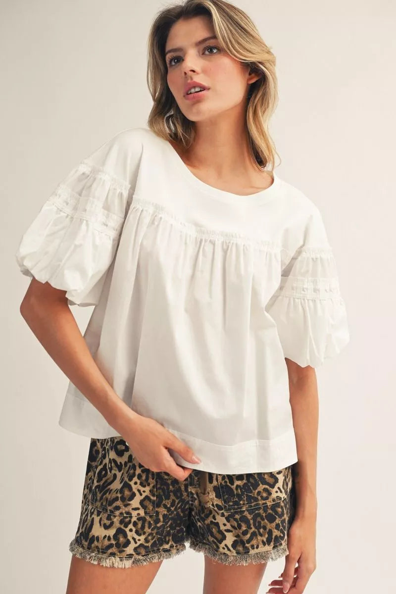 White Puff Sleeve Top