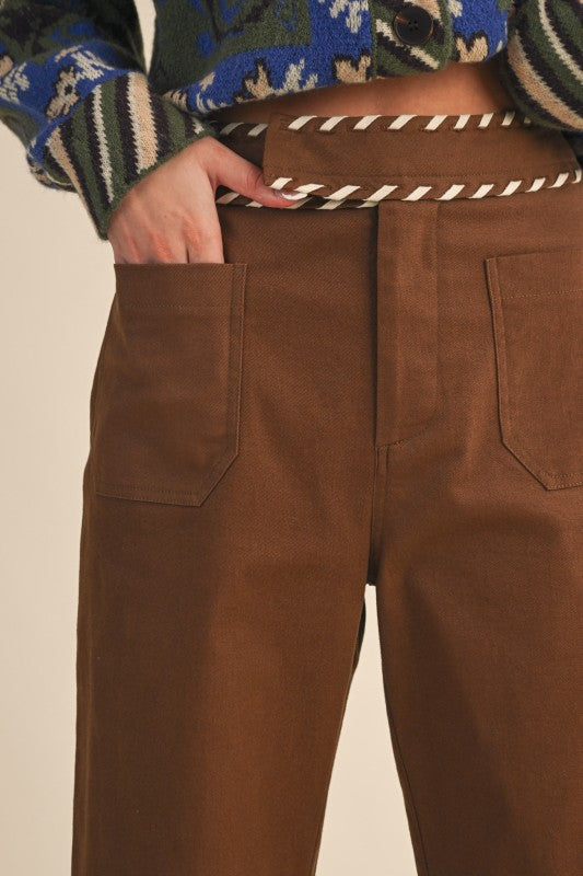 Chestnut Whip Stitch Pant