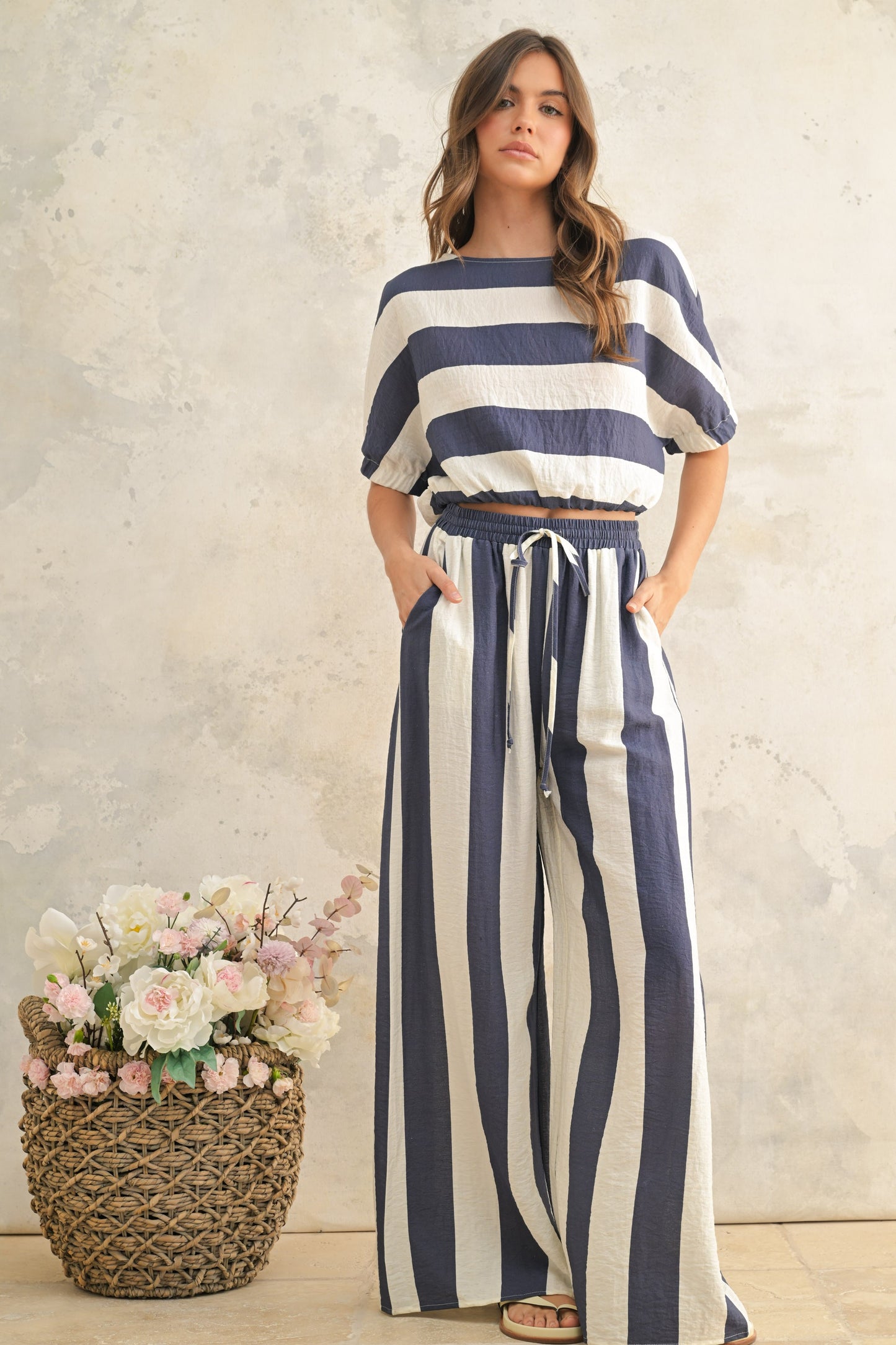Wide Stripe Wide Leg Pant (Top Sold Separately)