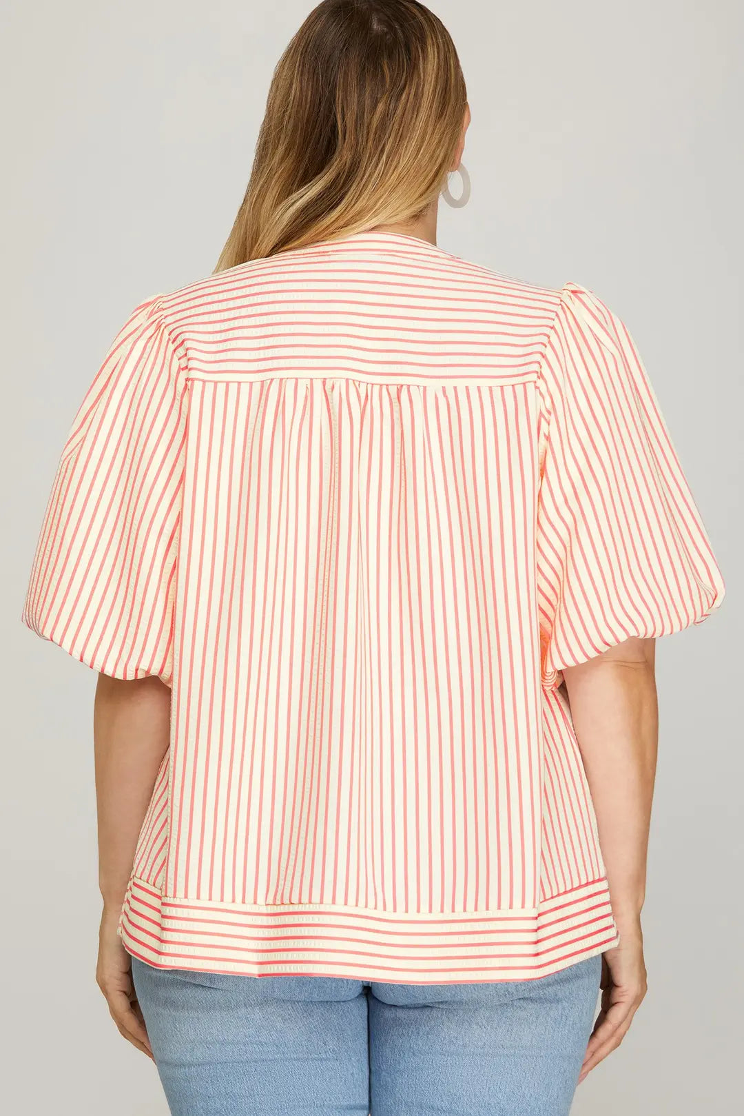 PLUS SIZE Striped Top in Pink