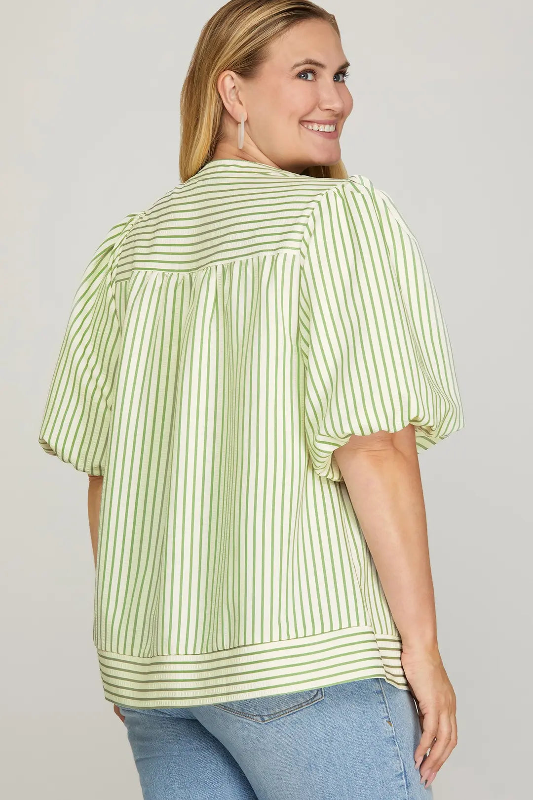 PLUS SIZE Striped Top in Sage