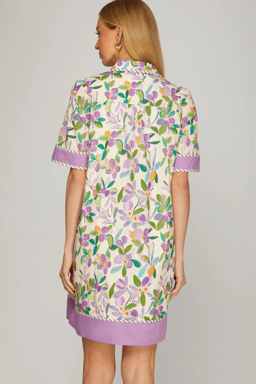 Lavender Floral Detail Mini Dress