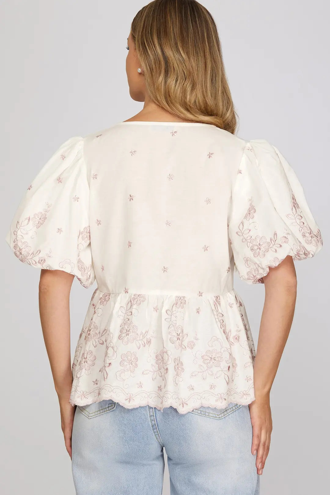 Lt Pink Floral Detail Top