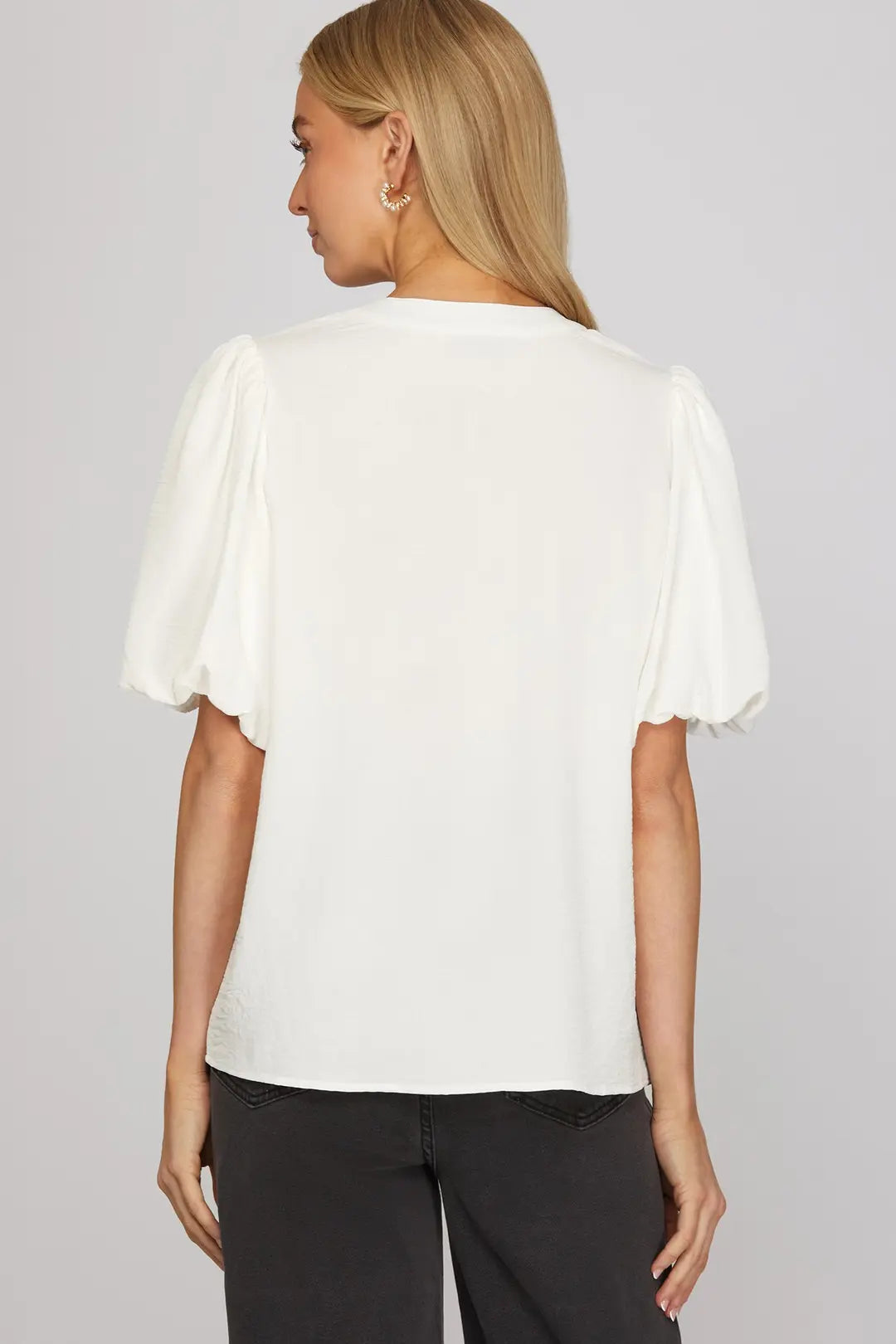 Off White Pin Tuck Detail Top