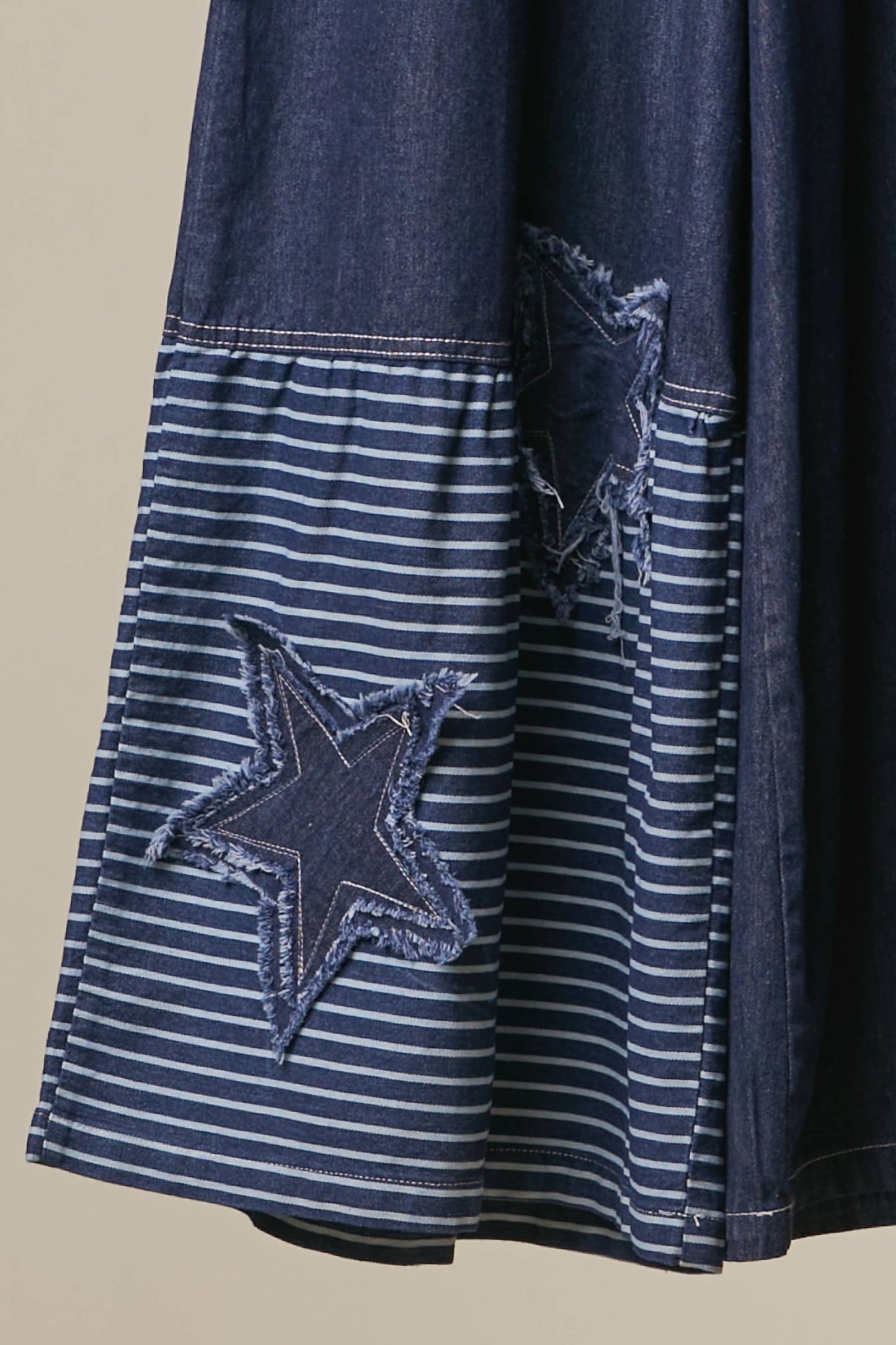 Frayed Star Patch Wide Leg Denim