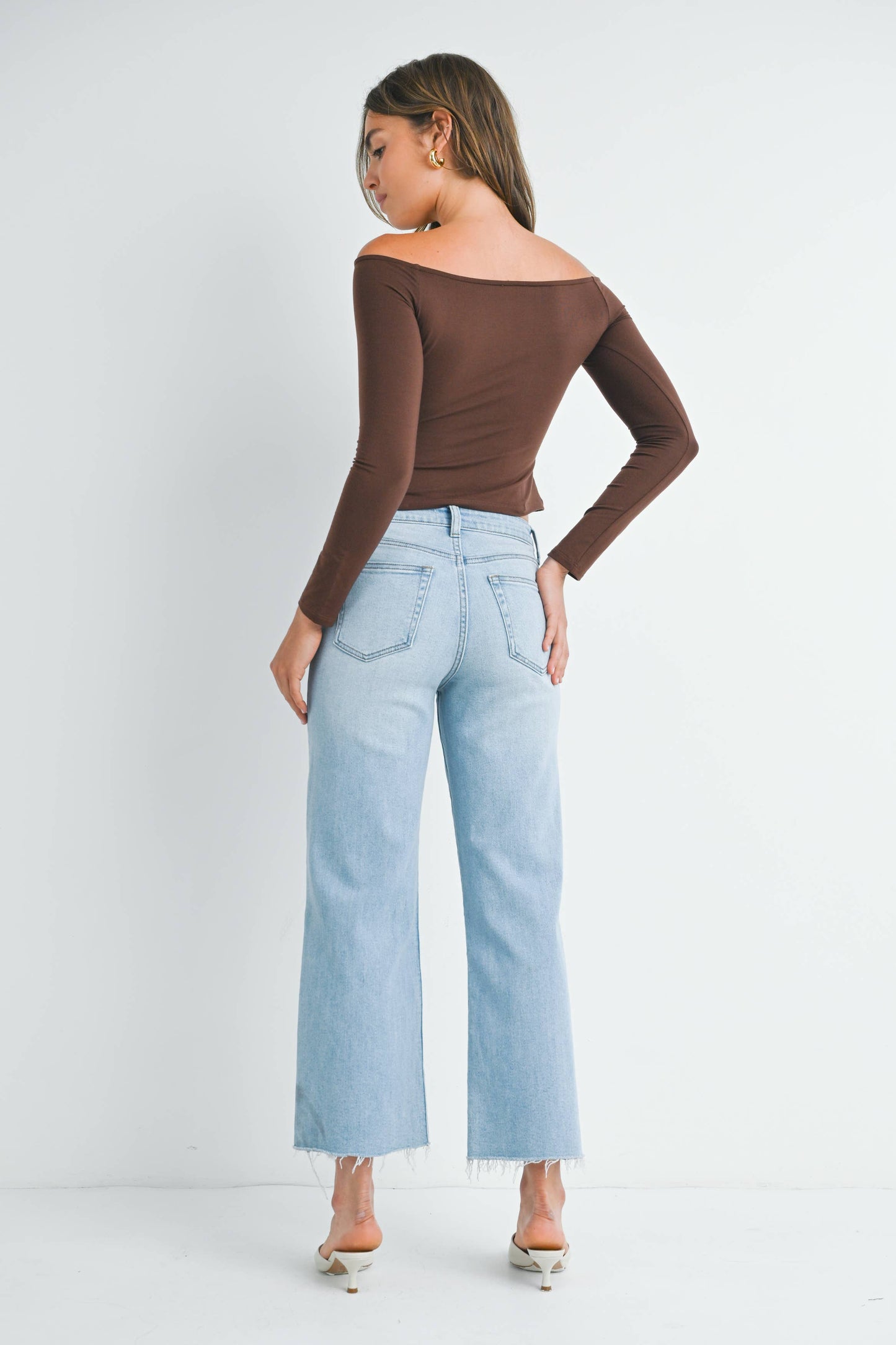 JBD Slim Wide Leg Raw Hem Denim