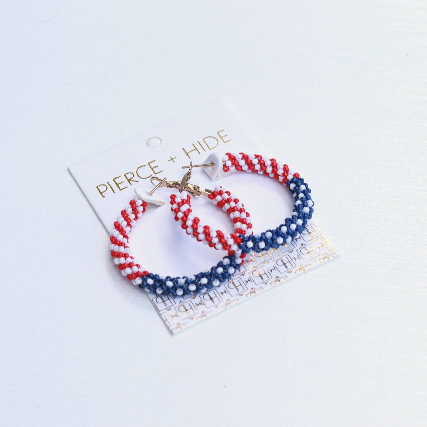 Custom Patriotic Beaded Hoop Earring