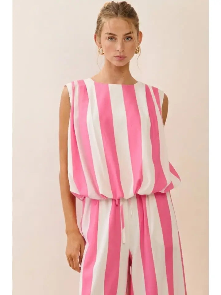 Pink Striped Long Set