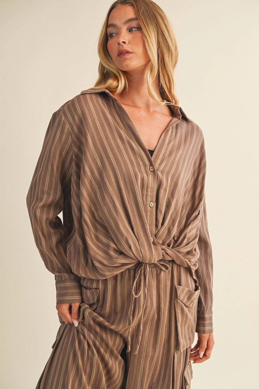 Twist Front Button Down Top