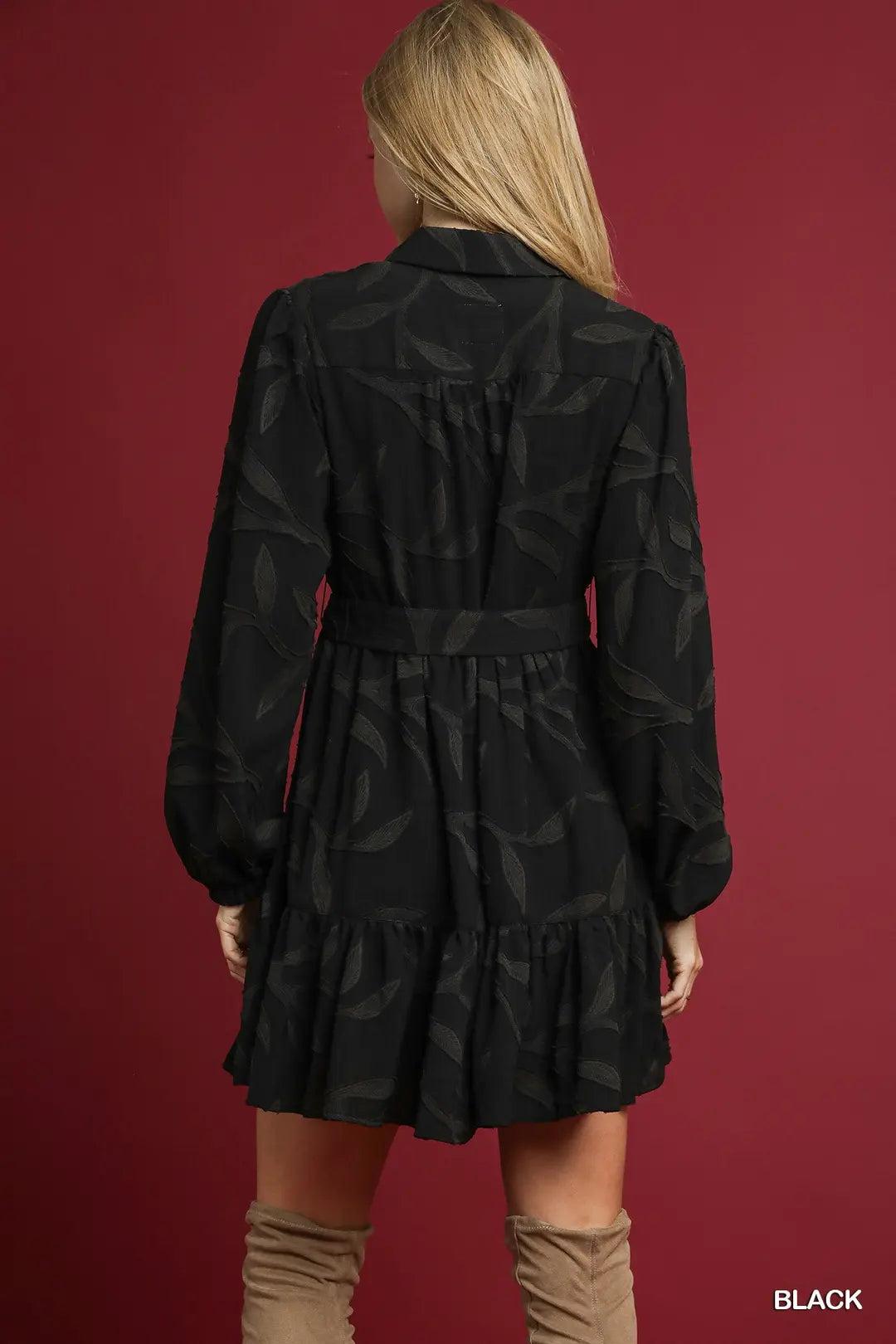 Black Jacquard Mini Dress