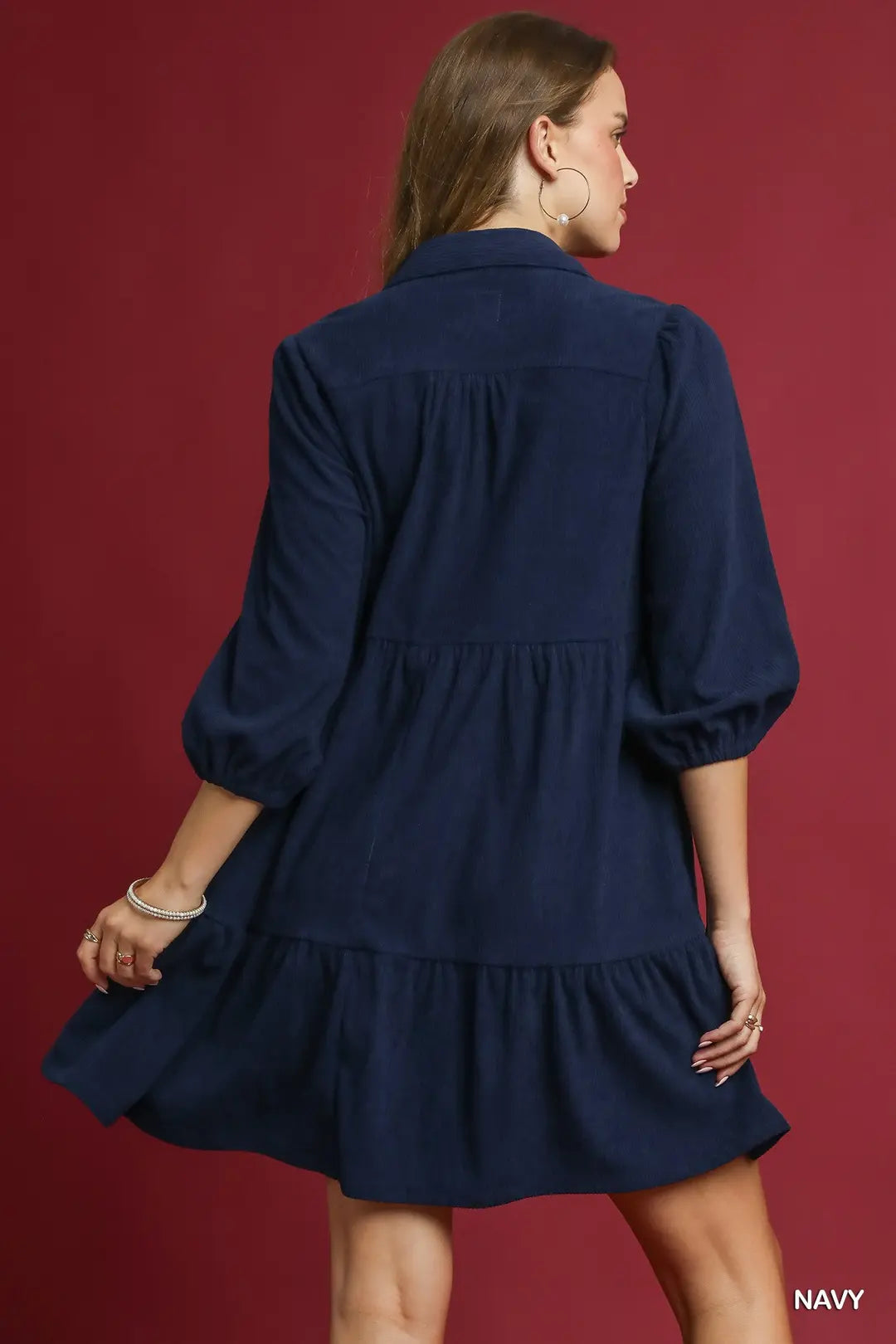 Navy Corduroy Mini Dress