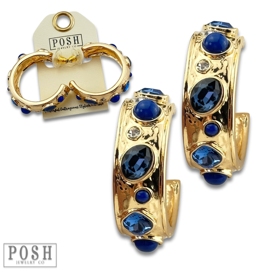 Bling hoop earring: Blue