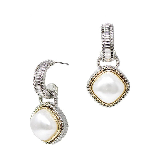 Antique Silver and Gold with Diamond Pearl Earrings