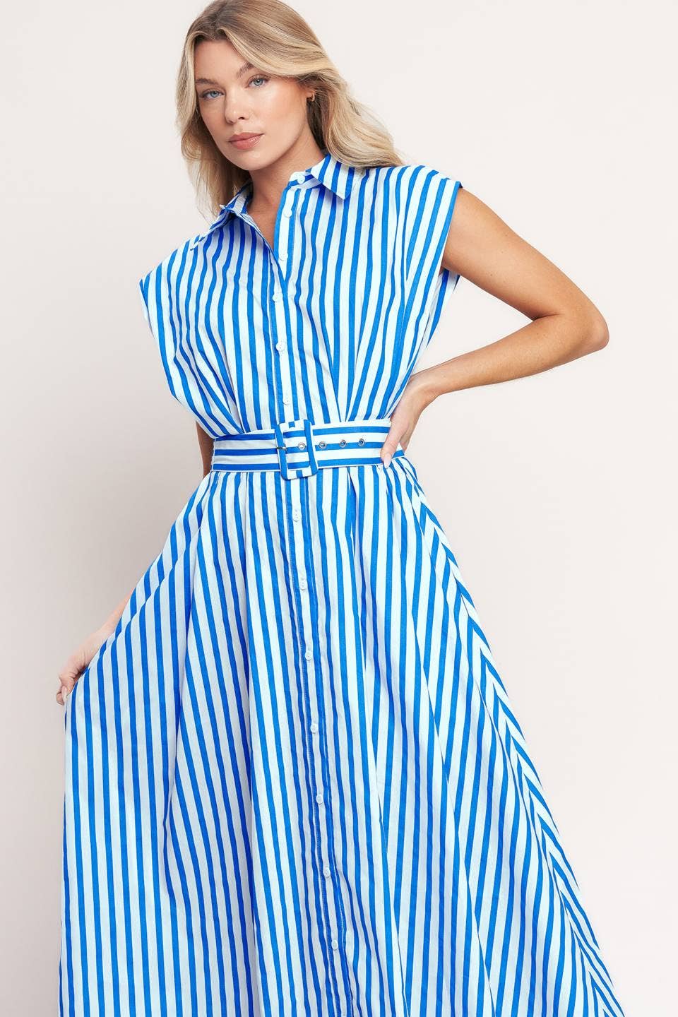Blue Breeze Striped Midi Dress