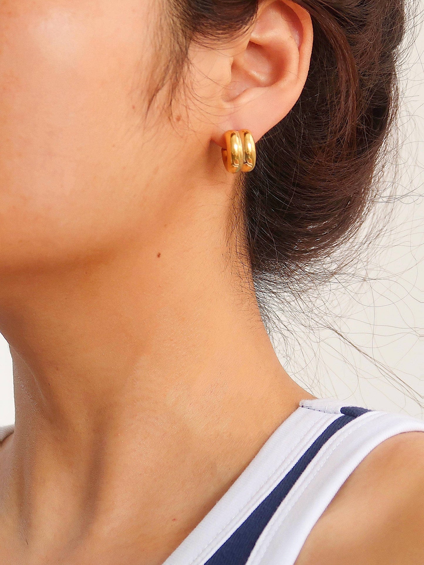 Emma Non-Tarnish Double C-Hoop Earring: Multi-Colored