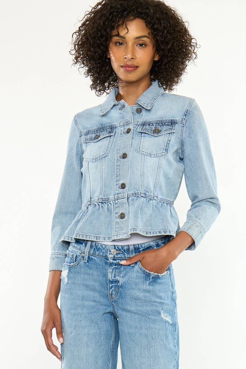 Light Denim Peplum Jacket