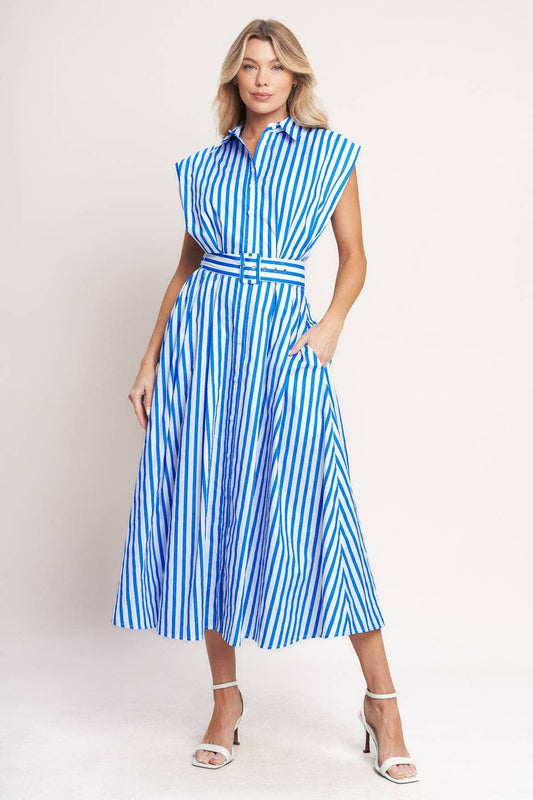 Blue Breeze Striped Midi Dress