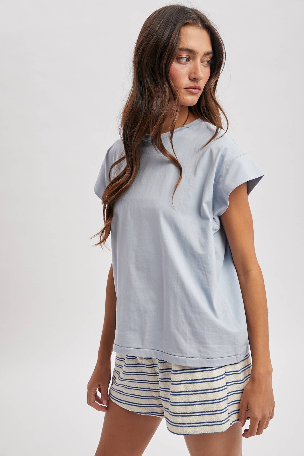 Cap Sleeve Knit Top in Cloud