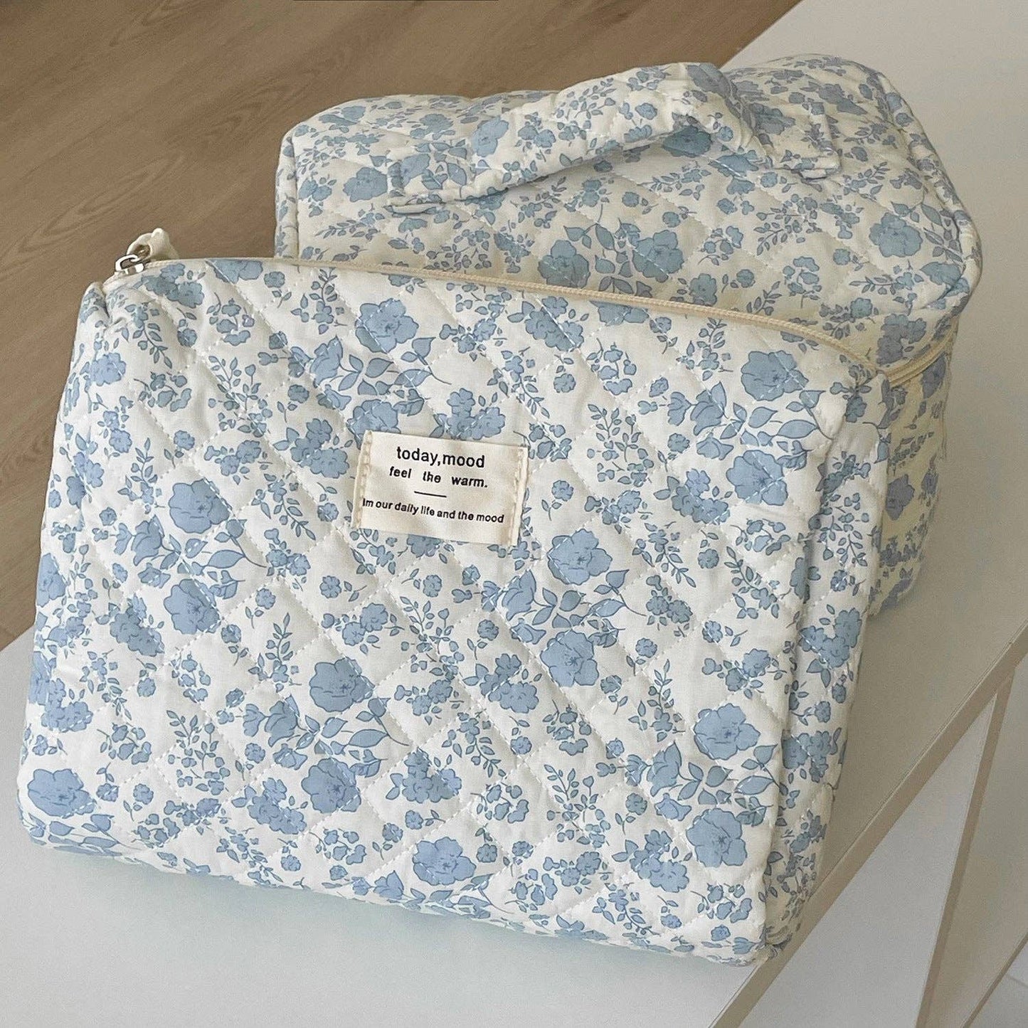 Blue Floral Large Make Up Bag