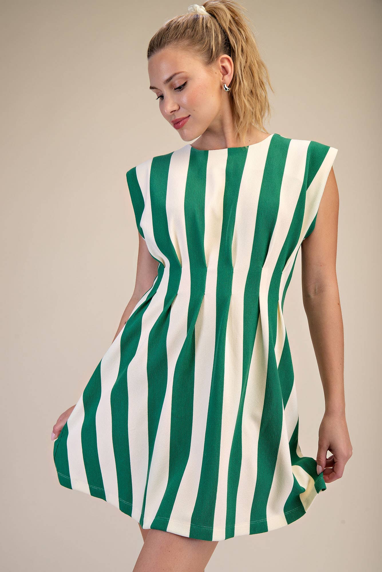 Pinch Me Striped Mini Dress in Green