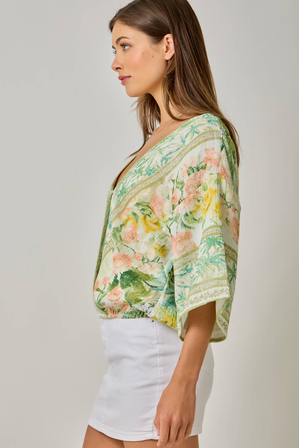 Front Wrap Kimono Top in Light Green