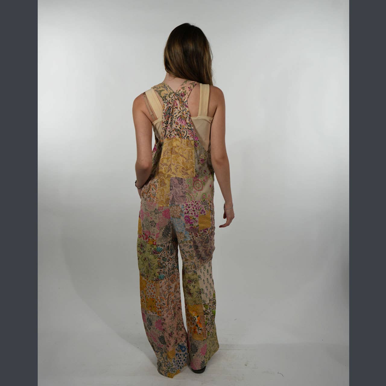 Boho Patchwork Overalls in Lilac