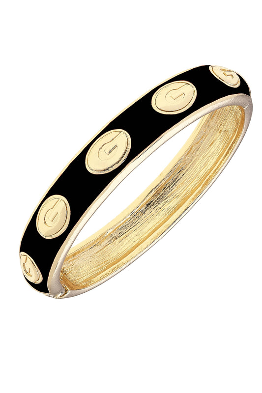 Georgia Bulldogs Sculpted Enamel Logo Hinge Bangle in Black