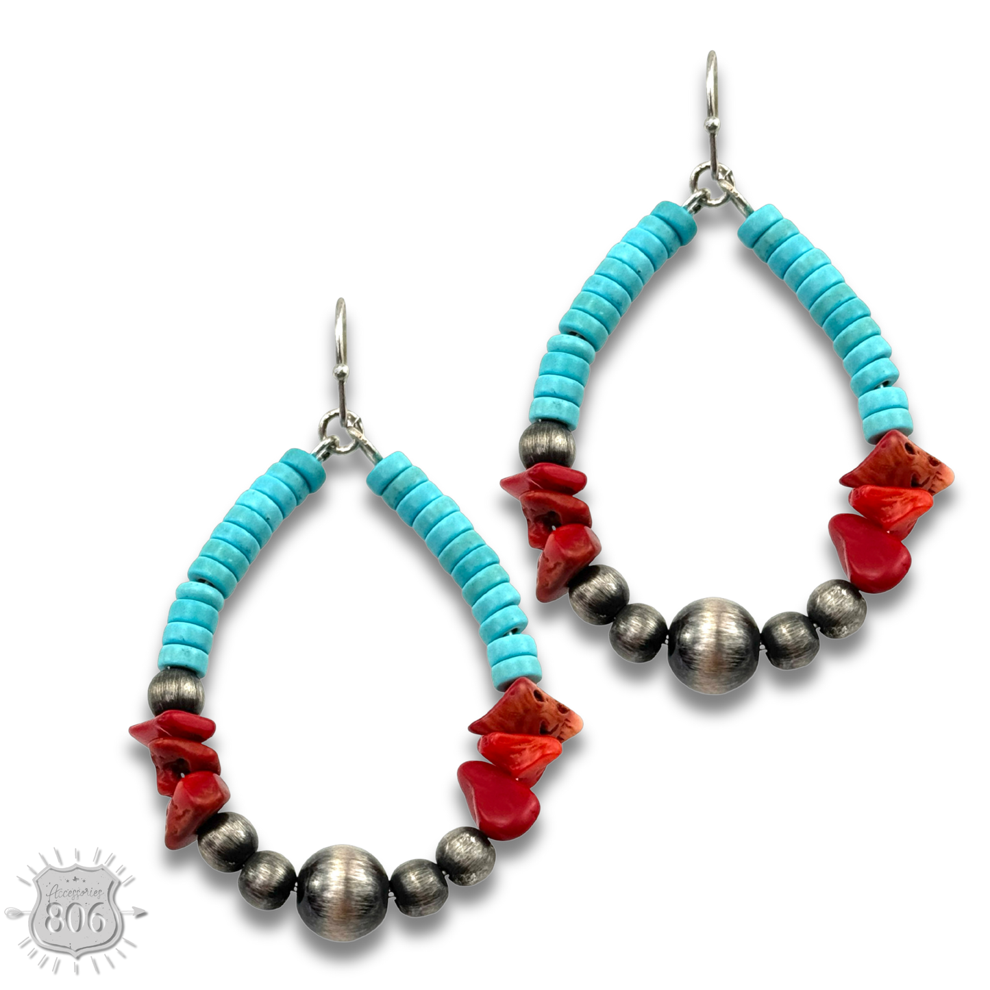 Stone chip teardrop earring: Turquoise