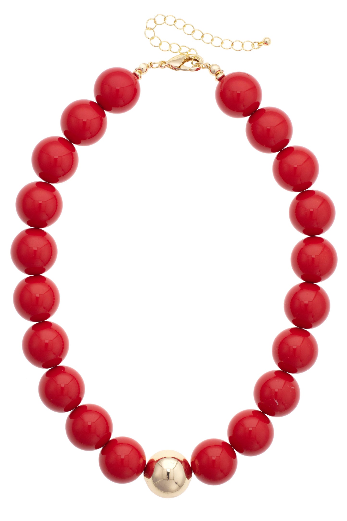 Chunky Beaded Necklace in Red
