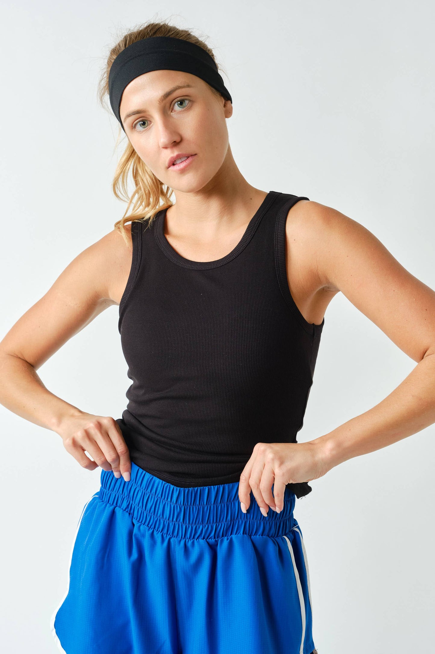 CoreClassic Micro-Ribbed Built-In Bra Tank Top in Black