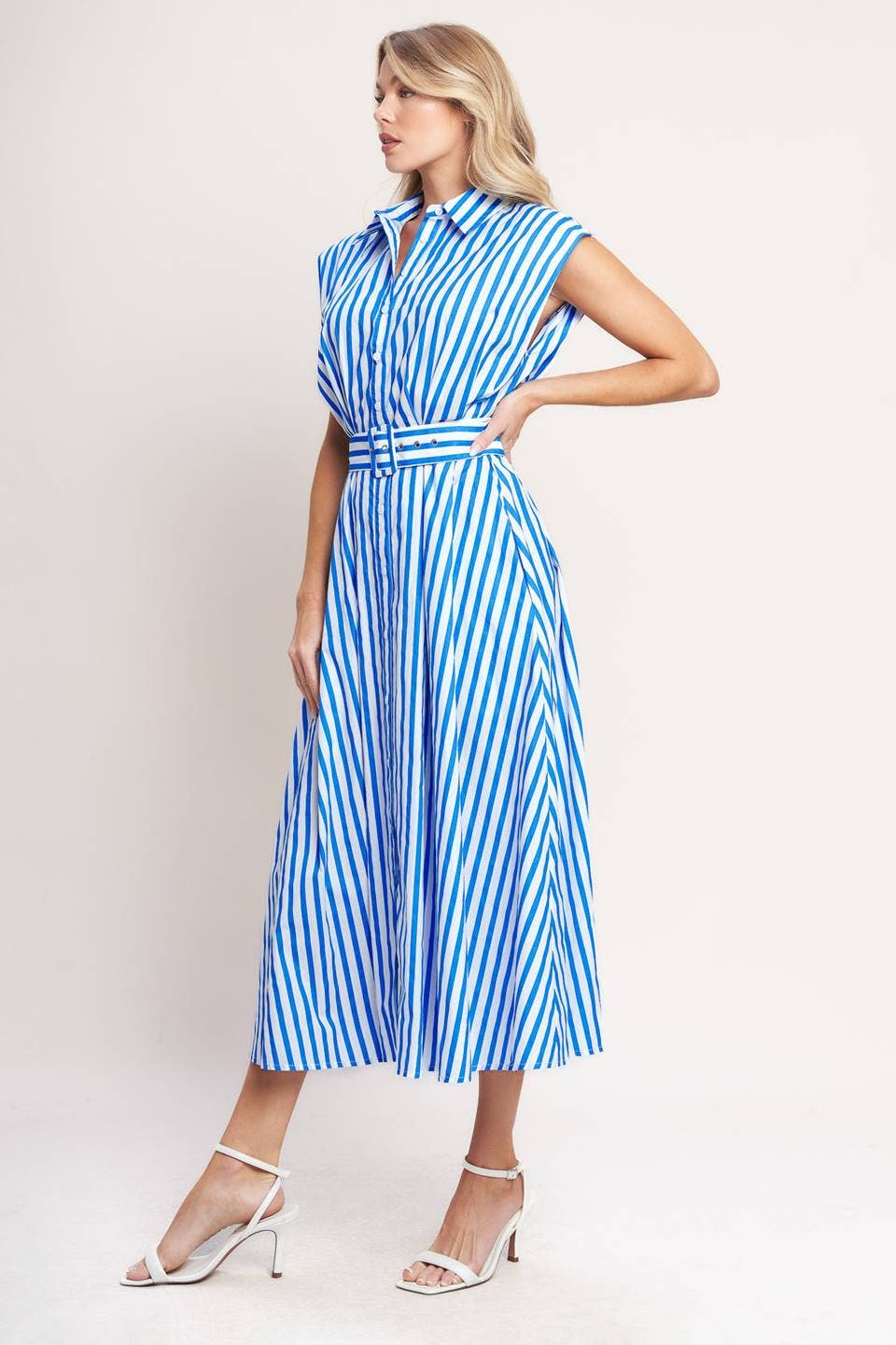 Blue Breeze Striped Midi Dress