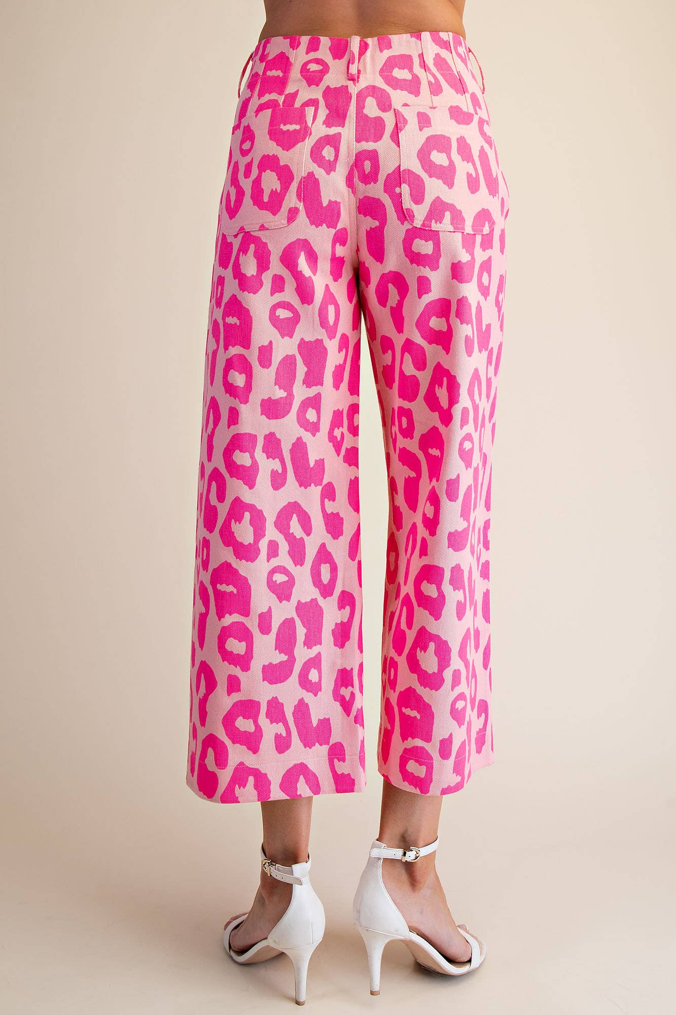 Cropped Leopard Print Pant in Hot Pink