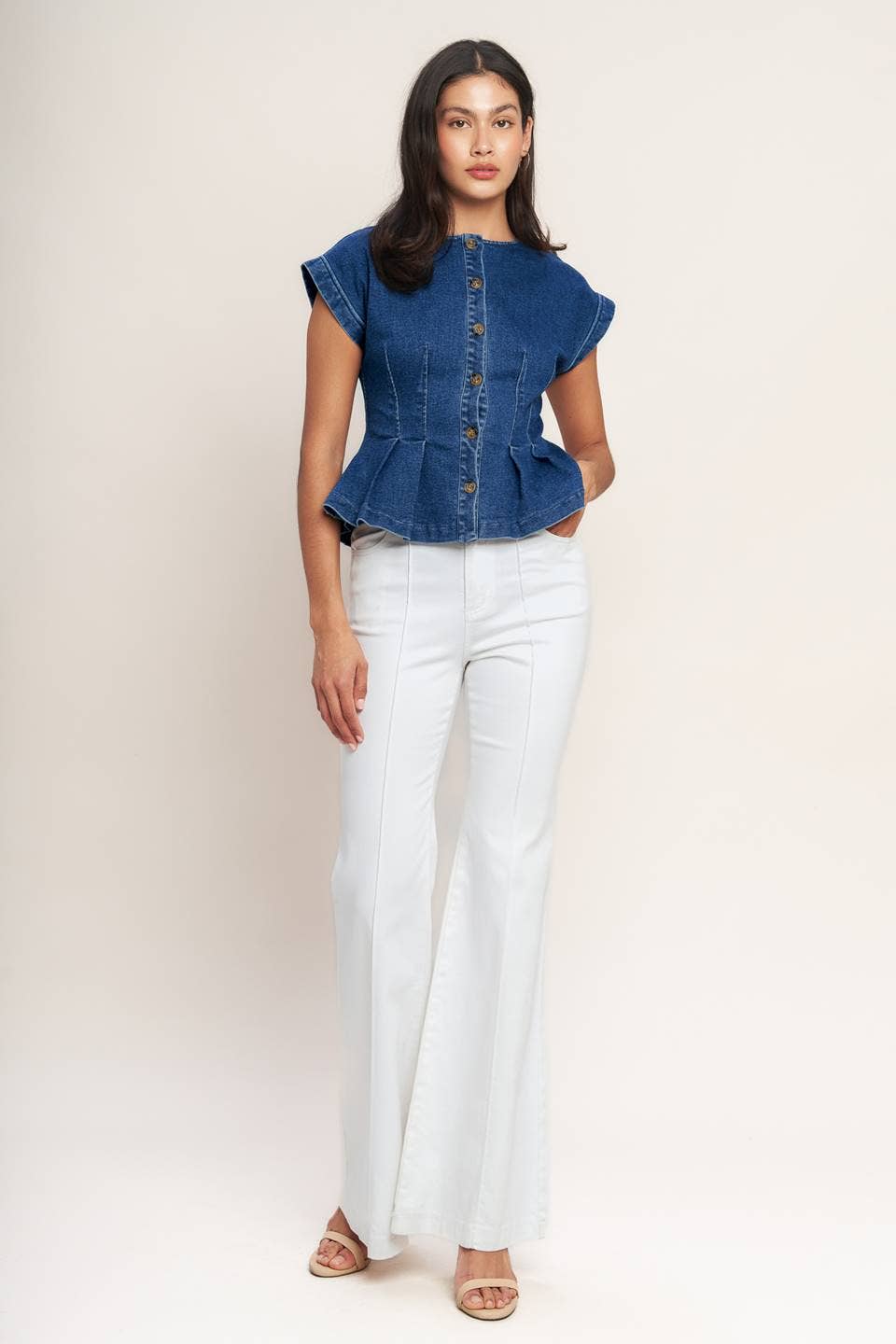 Indigo Denim Peplum Top