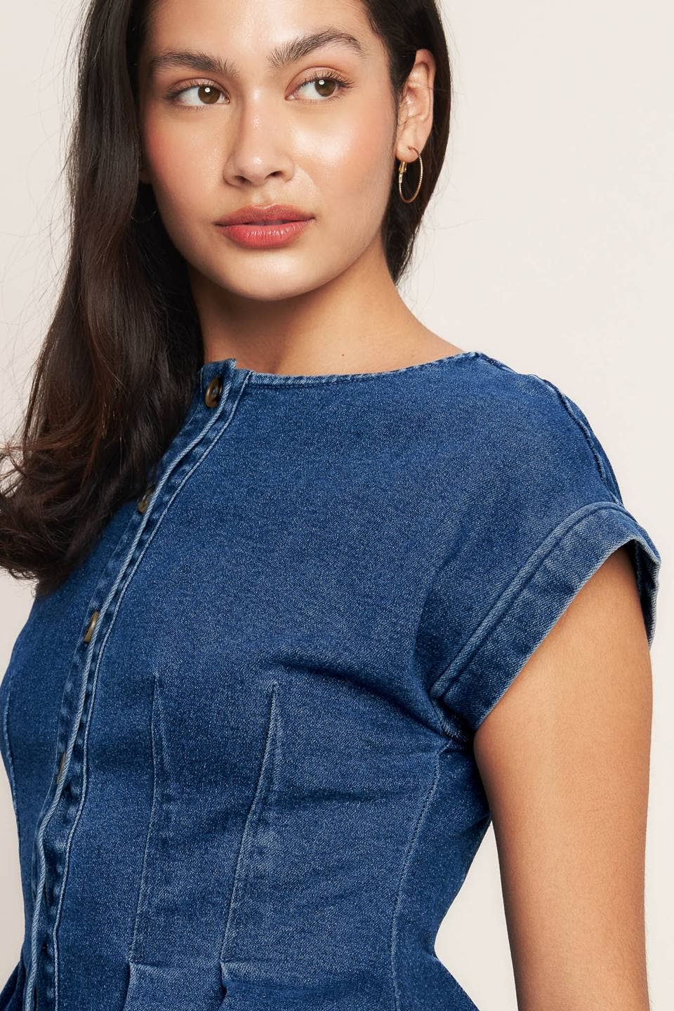 Indigo Denim Peplum Top