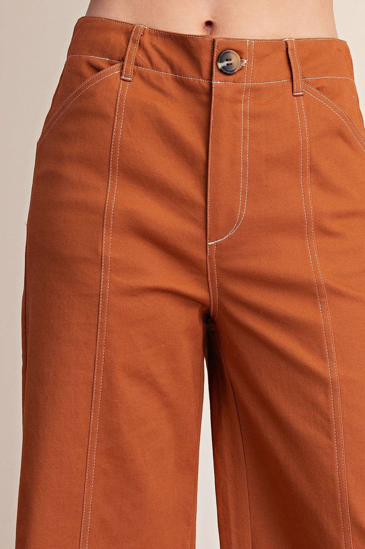 Zoey Wide Leg Stretch Bottoms in Camel