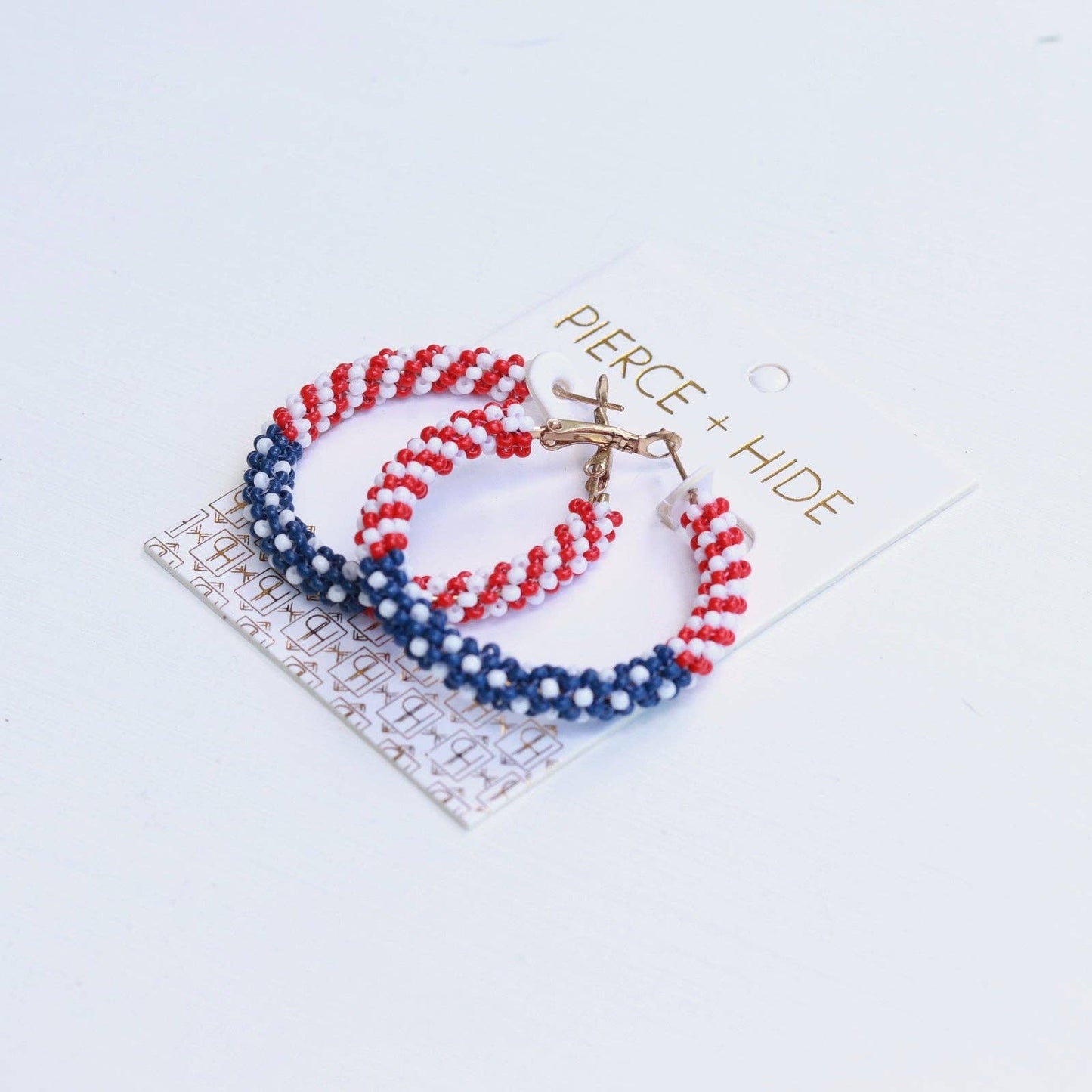 Custom Patriotic Beaded Hoop Earring