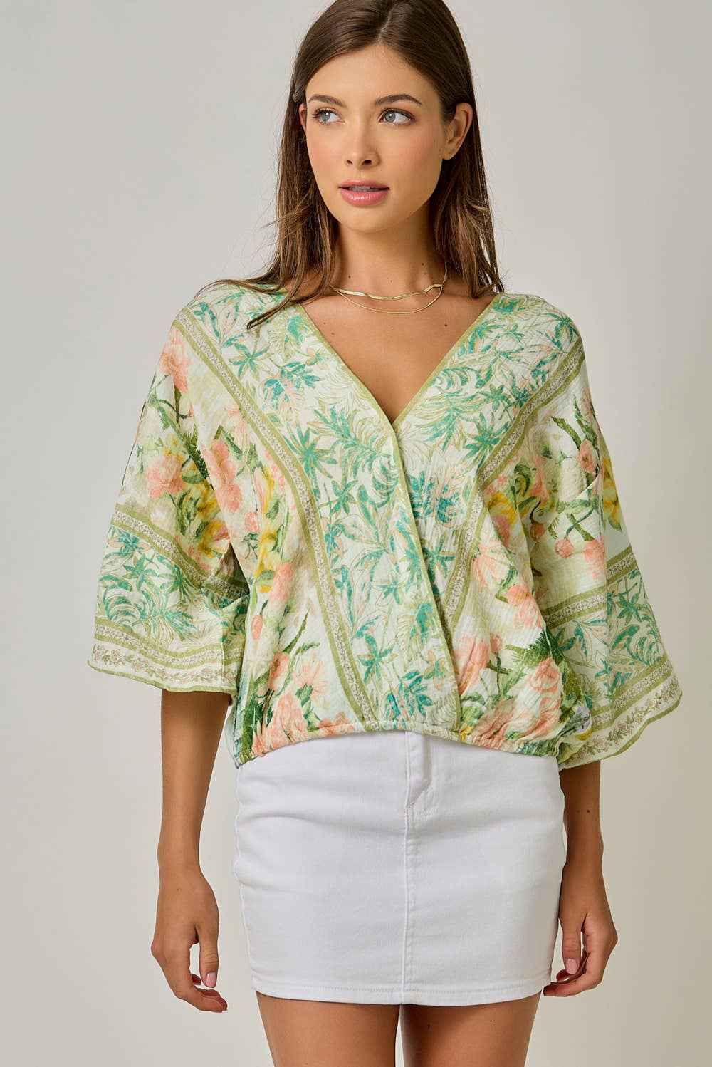 Front Wrap Kimono Top in Light Green