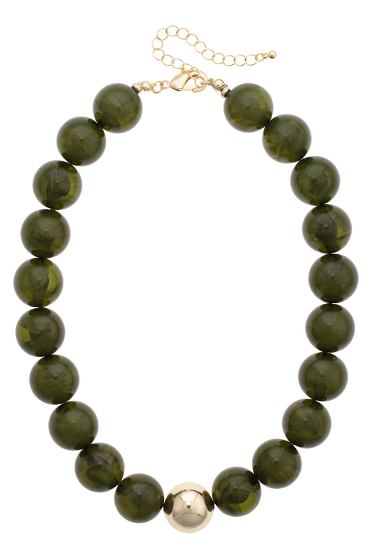 Chunky Beaded Necklace in Green