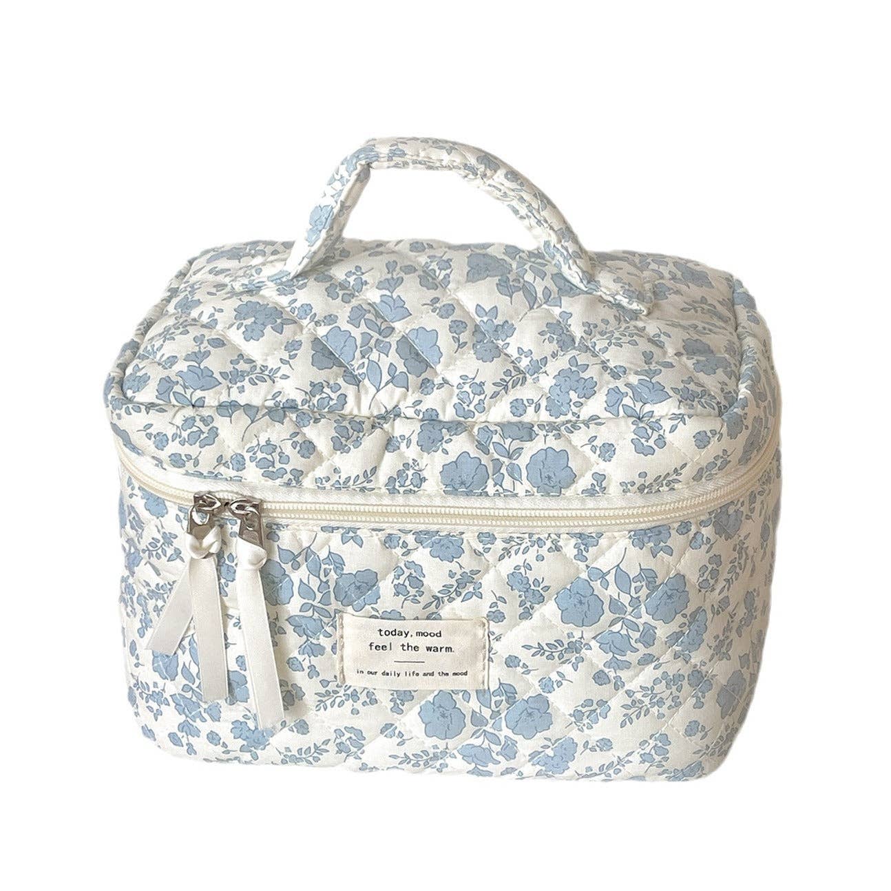 Blue Flower Mid Capacity Make Up Bag