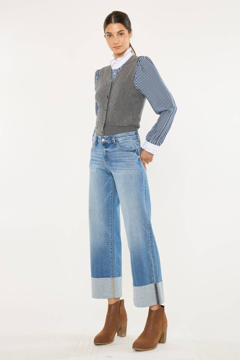 KanCan Wide Cuff Cropped Denim